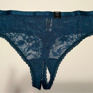 Torrid Aria Lace Thong Open Gusset Dark Turquoise